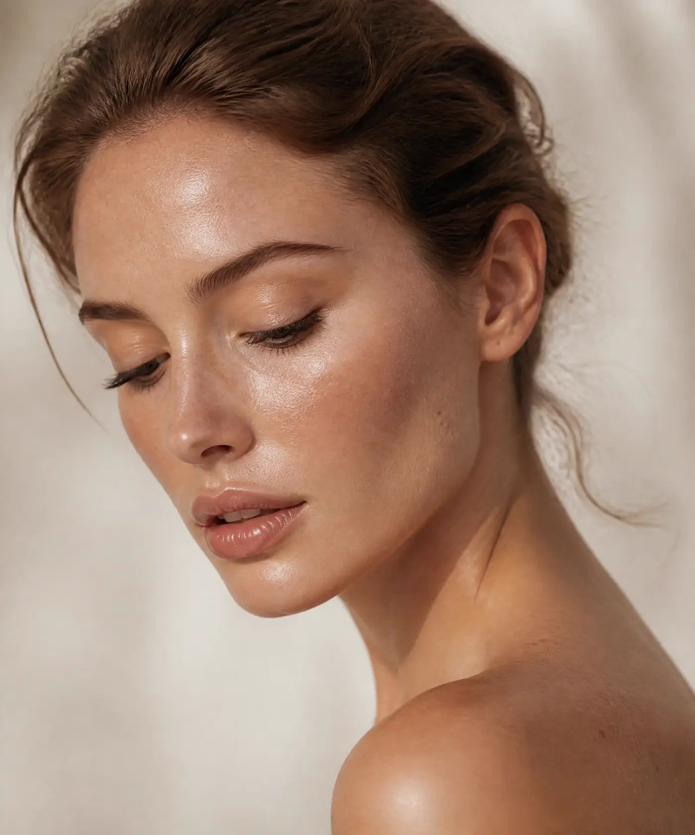 Editorial portrait — natural luminous skin